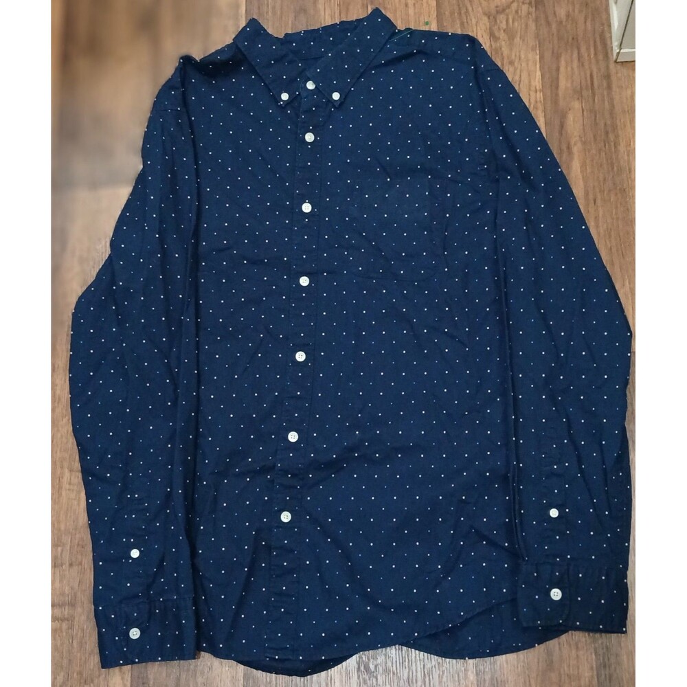 American Eagle Men’s XL Blue Micro Dot Button Front Shirt Long Sleeve Pocket EUC